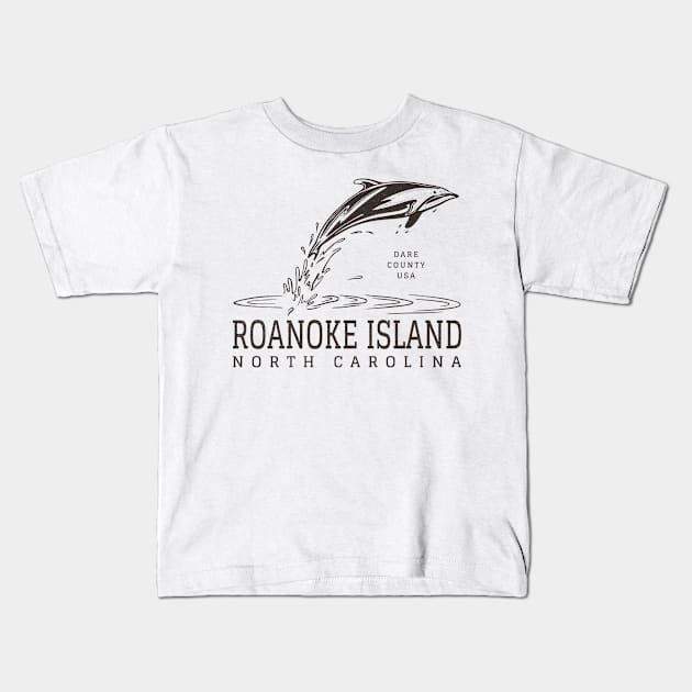 Roanoke Island, NC Summertime Vacationing Dolphin Kids T-Shirt by Contentarama